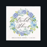 Guardanapo De Papel Chá de panela de Excursão de Hydrangeas Azul<br><div class="desc">Napentes de papel de chá de panela,  elegantes e brancos,  com hífenes de cor d'água azul e púrpura e corante de folhagem. Estes guardanapos de papel de chá de panela floral são perfeitos para chás de panela de primavera e jardim. Os textos são perfeitamente personalizáveis para todos os efeitos.</div>