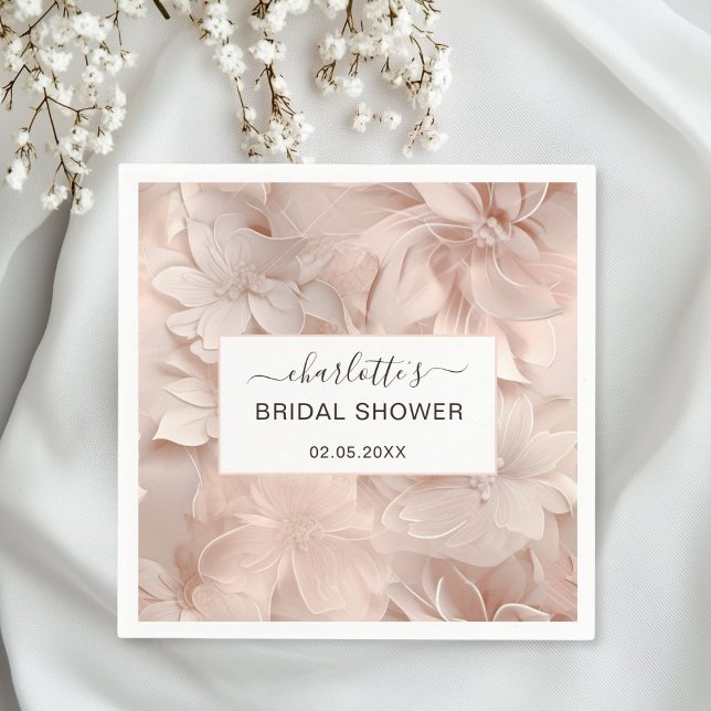 Guardanapo De Papel Chá de panela de Flor Moderno (Personalized Modern Flower Bridal Shower Napkins)