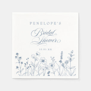Guardanapo De Papel Chá de panela de flor selvagem azul minimalista si