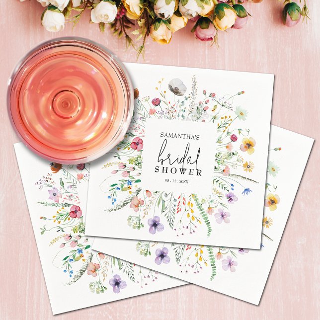 Guardanapo De Papel Chá de panela de flores silvestres (Wildflowers Bridal Shower Napkins)