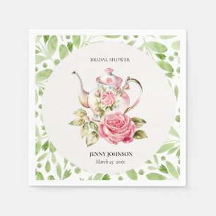 Guardanapo De Papel Chá de panela de Flores Verdes Elegantes