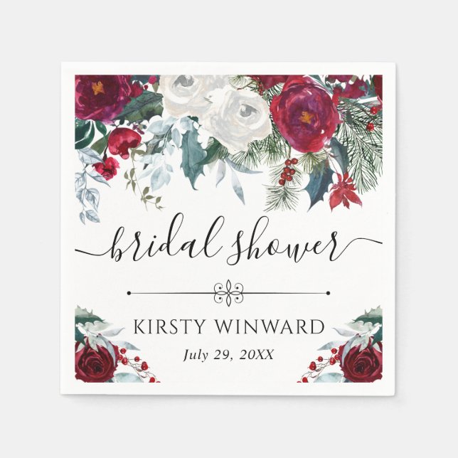 Guardanapo De Papel Chá de panela de Flores Vermelhas e Brancas de inv (Frente)