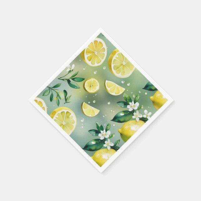 Guardanapo De Papel Chá de panela de guião floral amarelo-limão modern (Canto)