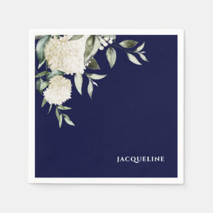 Guardanapo De Papel Chá de panela de Hydrangeas Brancas do Marinho Per
