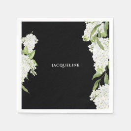 Guardanapo De Papel Chá de panela de Hydrangeas Brancas Pretas
