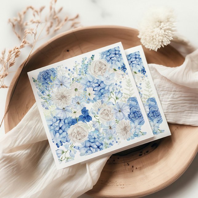Guardanapo De Papel Chá de panela de Impressão Floral Azul (Criador carregado)