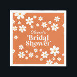 Guardanapo De Papel Chá de panela de laranja queimado por Daisy Retro<br><div class="desc">Antopetes de chá de panela retrô com design de margarida boho em laranja queimada.</div>