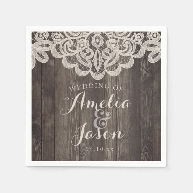 Guardanapo De Papel Chá de panela de Napkins para Casamentos de Madeir (Frente)