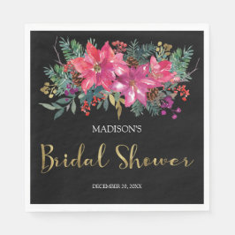 Guardanapo De Papel Chá de panela de Natal de Poinsettia Rosa