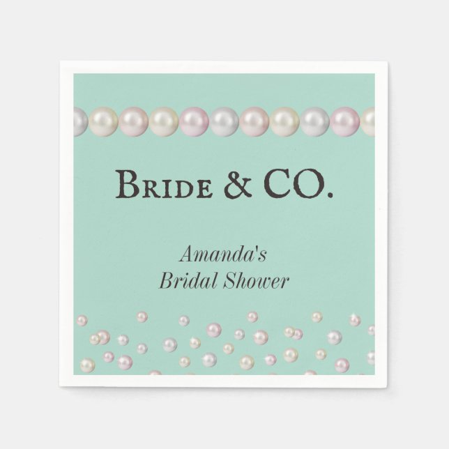 Guardanapo De Papel Chá de panela de Pérolas Azul Elegante (Frente)