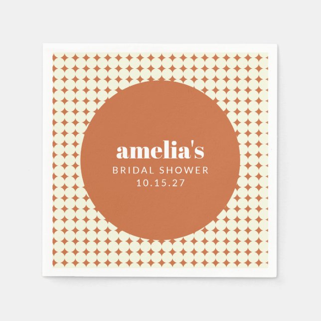 Guardanapo De Papel Chá de panela de Pontos de Terracotta Chic Moderno (Frente)