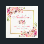 Guardanapo De Papel Chá de panela de Quadro Dourado Cor-de-Rosa Floral<br><div class="desc">Papel para Chá de panela de Quadro Dourado Floral Cor-de-Cobra Cor-de-Cobra Rosa Esbranquiçada Cor-de-Cama Nápoles</div>