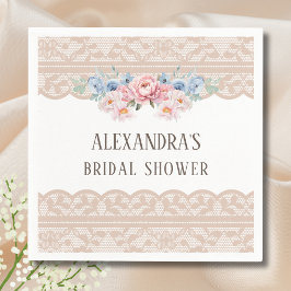 Guardanapo De Papel Chá de panela de rendas da vinheta azul-rosa-poeir