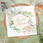 Guardanapo De Papel Chá de panela de Script Dourado Floral do Woodland<br><div class="desc">Projetado para coordenar com nossa doce coleção de chás de panela de script de ouro de rosas de verão. Um elegante design de guardanapo floral com texto de ouro enquadrado por uma terra de rosas doces de verão. Ideal para o seu chá de panela especial.</div>