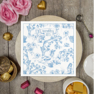 Guardanapo De Papel Chá de panela de Toile de Jouy Azul e Branco