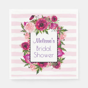 Guardanapo De Papel Chá de panela do buquê floral do rosa & da papoi