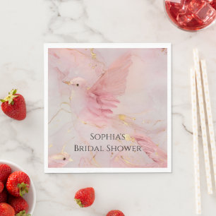 Guardanapo De Papel Chá de panela Dourado de Pássaros Rosa-Rosa