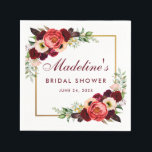 Guardanapo De Papel Chá de panela Dourado Floral de Watercolor Burgund<br><div class="desc">Watercolor Burgundy Marsala Floral Dourado Boho Chá de panela Napkin</div>