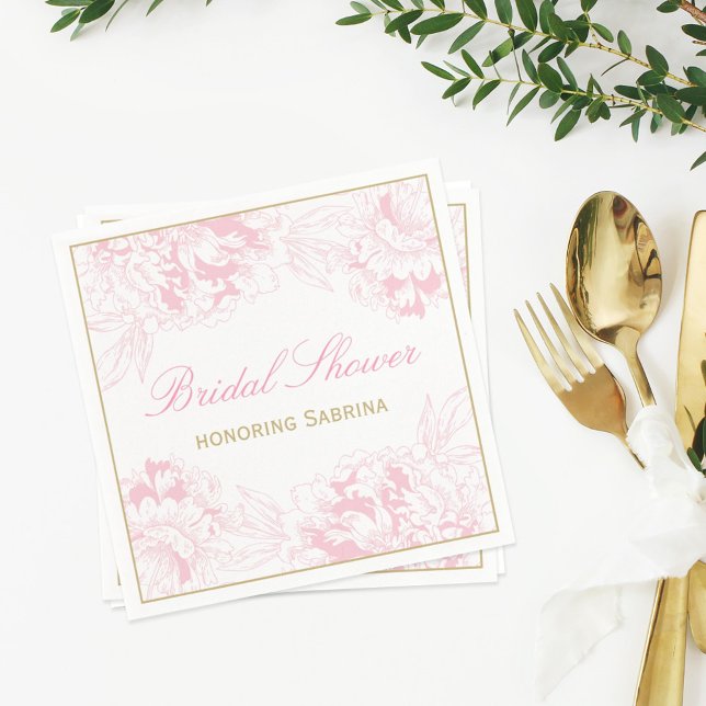 Guardanapo De Papel Chá de panela Dourado Floral Elegante Rosa (Criador carregado)