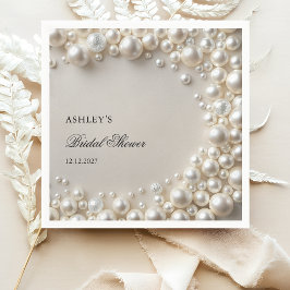 Guardanapo De Papel Chá de panela Elegante de Pérolas Brancas