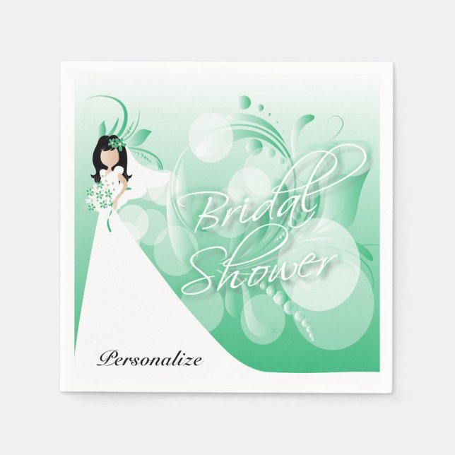 Guardanapo De Papel Chá de panela em um Bonito Verde e Branco (Frente)