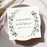 Guardanapo De Papel Chá de panela Eucalyptus Greenerent<br><div class="desc">Eucalyptus Greenery Succulent Botanical Watercolor Casamento de primavera Napkins sobre fundo branco - inclui uma bela e elegante tipografia com folhas botânicas modernas e verde para a celebração especial do Dia do Casamento.</div>