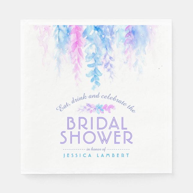 Guardanapo De Papel Chá de panela floral azul púrpura da vinha (Frente)