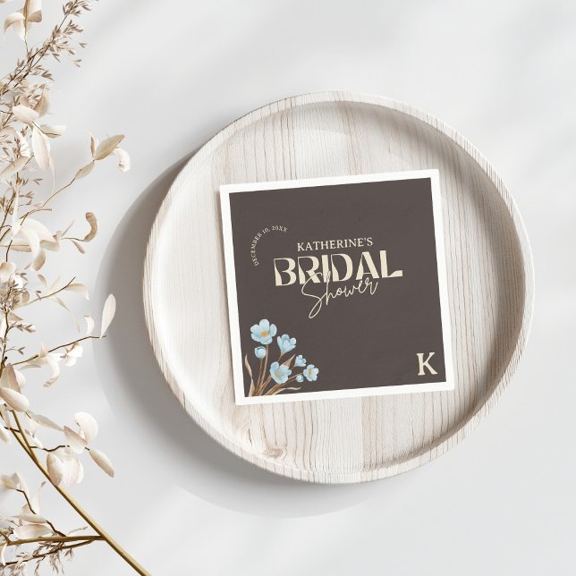 Guardanapo De Papel Chá de panela Floral Castanho Elegante Azul (Criador carregado)