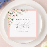 Guardanapo De Papel Chá de panela Floral de Aquarela Rosa Elegante<br><div class="desc">Celebrar o chá da noiva com estes bonito,  elegantes guardanapos florais cor-de-água rosa com delicada caligrafia escrita com letra de mão. Copyright Elegant Invites,  todos os direitos reservados.</div>