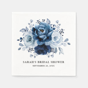 Guardanapo De Papel Chá de panela Floral do Marinho Azul Dusty