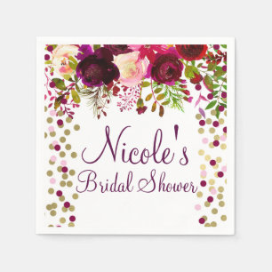 Guardanapo De Papel Chá de panela Floral Dourado Brilhante de Marsala,