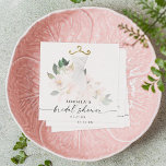 Guardanapo De Papel Chá de panela Floral Elegante Blush<br><div class="desc">Este belo design apresenta um buquê de lindas flores de blush envoltas em um vestido elegante de casamento e uma fonte moderna (cor editável). Veja a coleção inteira para mais itens correspondentes! Assista ao nosso vídeo "How to Edit in Zazzle" (Como editar no Zazzle) em YouTube.com/CreativeUnionDesign</div>