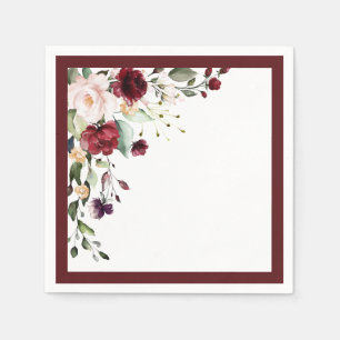 Guardanapo De Papel Chá de panela Floral Elegante Burgundy Watercolor