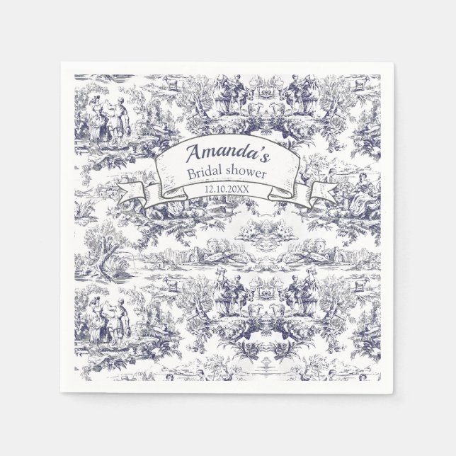 Guardanapo De Papel Chá de panela floral preto de jouy (Frente)