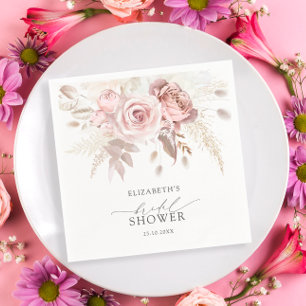 Guardanapo De Papel Chá de panela Floral Rosa Blush Dusty