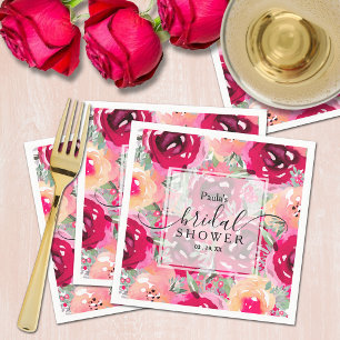 Guardanapo De Papel Chá de panela Floral Rosa Cor de Água Chic