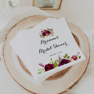 Guardanapo De Papel Chá de panela Floral Russo Blush Burgundy