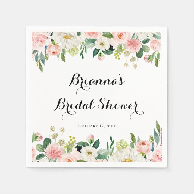 Guardanapo De Papel Chá de panela Floral Verde Simples de Caligrafia (Frente)