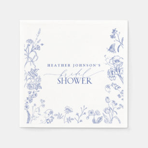 Guardanapo De Papel Chá de panela Floral Vitoriano Azul e Branco