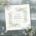 Guardanapo De Papel Chá de panela Greenery Watercolor<br><div class="desc">Com folhas delicadas de eucalipto,  esses guardanapos botânicos chicos podem ser personalizados com detalhes especiais do evento. Projetado por Thisnotme©</div>