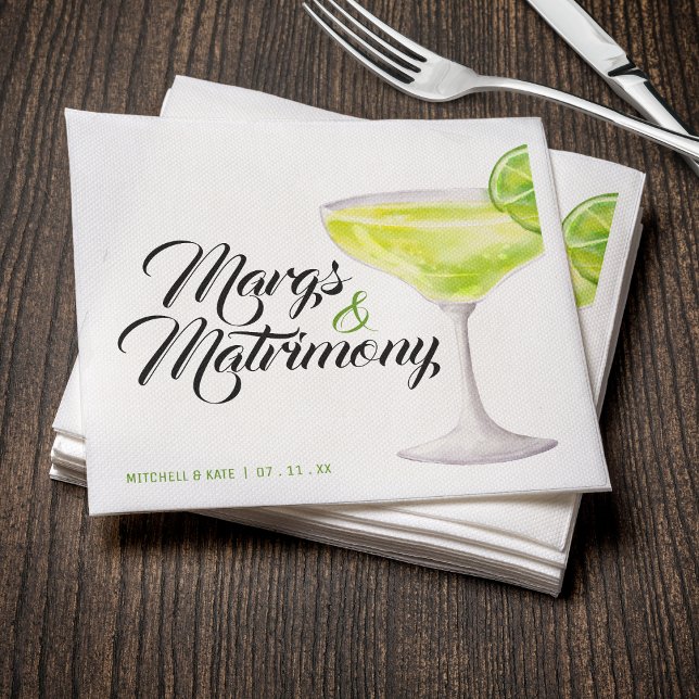 Guardanapo De Papel Chá de panela Margs & Matrimony Green Margarita (Margs & Matrimony Green Margarita Bridal Shower Napkins
)