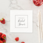 Guardanapo De Papel Chá de panela minimalista<br><div class="desc">Estes guardanapos de chá de panela minimalistas são perfeitos para um chá de casamento simples. A design romântica moderna apresenta a tipografia clássica, em preto e branco, emparelhada com uma caligrafia rústica, mas elegante, com estilo voltado para a mão. Personalizável em qualquer cor. Mantenha o design simples e elegante, como...</div>
