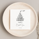 Guardanapo De Papel Chá de panela minimalista de torre de champanhe de<br><div class="desc">Desenho de champanhe desenhado à mão em torre preto-e-branco minimalista modelo de chá de panela guardanapos personalizados de chá de panela decoração de mesa</div>