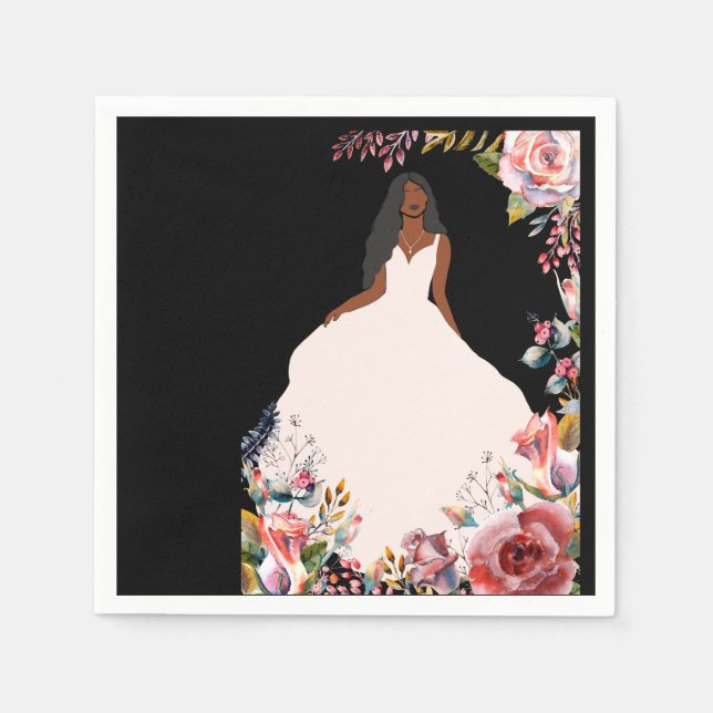 Guardanapo De Papel Chá de panela Noiva Afro-Americano Napkins (Frente)