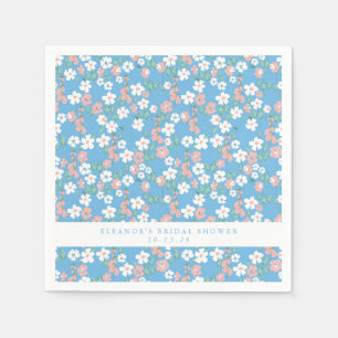 Guardanapo De Papel Chá de panela Personalizado Floral Azul Ditsy Retr