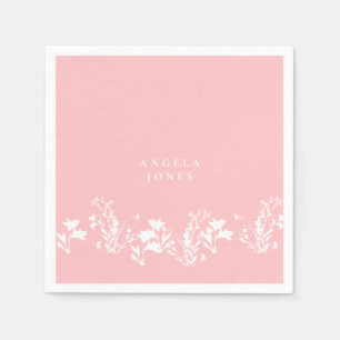 Guardanapo De Papel Chá de panela Personalizado Floral Branco Cor-de-R