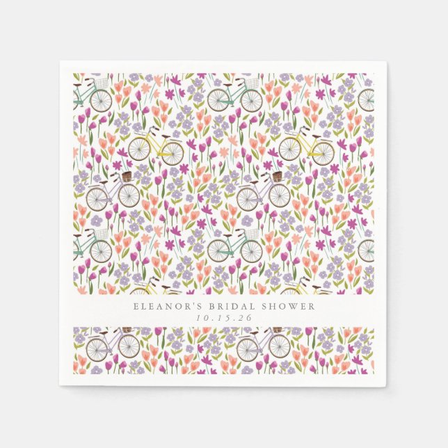 Guardanapo De Papel Chá de panela Personalizado Floral da Bicicleta Vi (Frente)