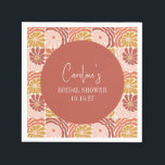 Guardanapo De Papel Chá de panela Personalizado Floral de Feira Retror<br><div class="desc">Chá de panela Personalizado De Corte Floral Cor-De-Foca-Cor-De-Groovy Retro-Rosa</div>