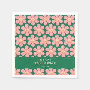 Guardanapo De Papel Chá de panela Personalizado Rosa Verde Flor com Si