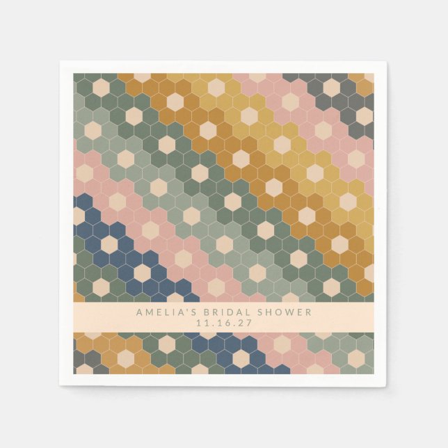 Guardanapo De Papel Chá de panela Personalizado Verde Azul Geométrico (Frente)